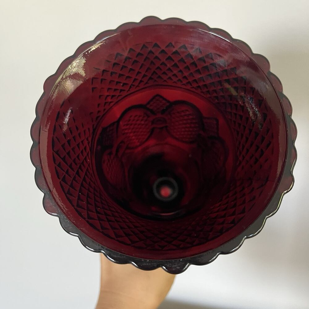 Avon ruby red Pedestal vase Cape Cod vintage glass, floral arrangements, decor - Picture 2 of 10